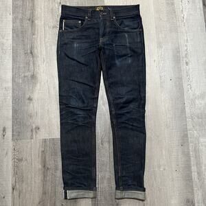 Brave Star Cone Mills Denim Selvedge Dark Wash Faded Indigo Jeans Mens 31x29.5